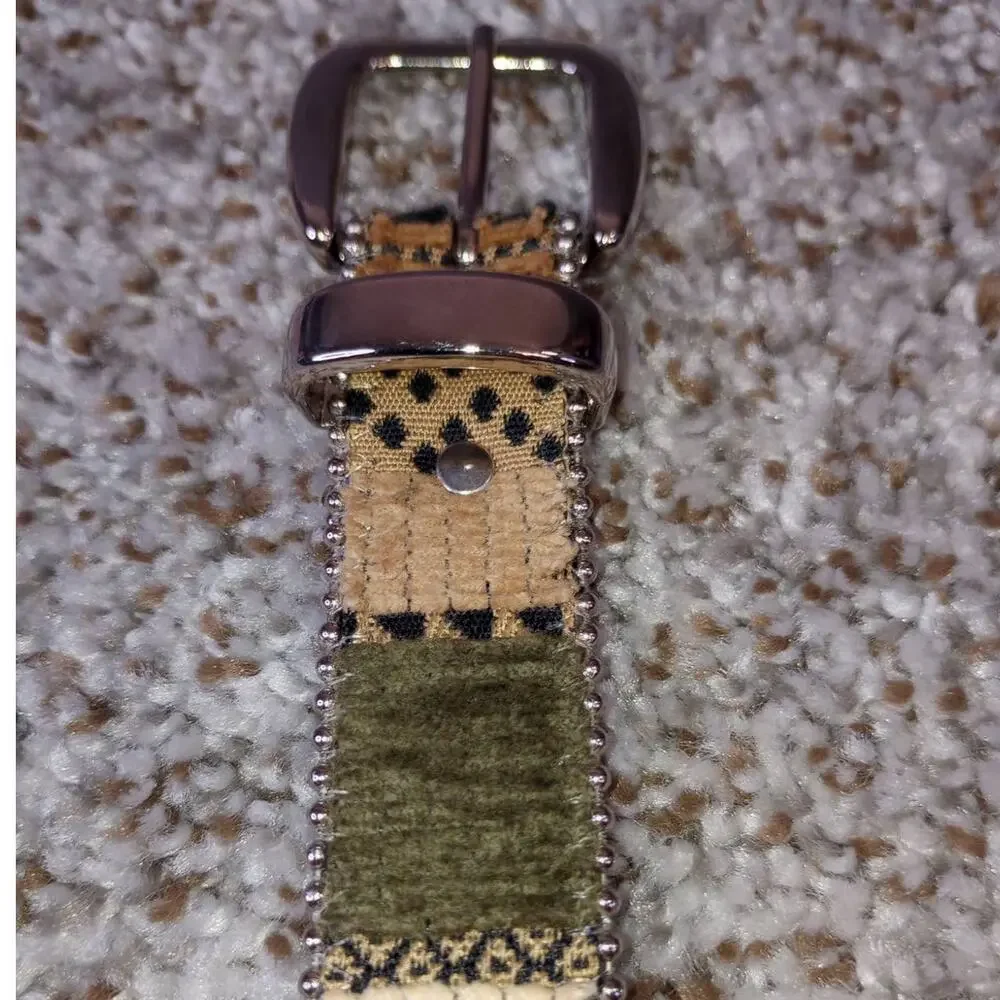 Boho Woven Belt Medium Earth Tone Multicolored Patterned Waist Belt M